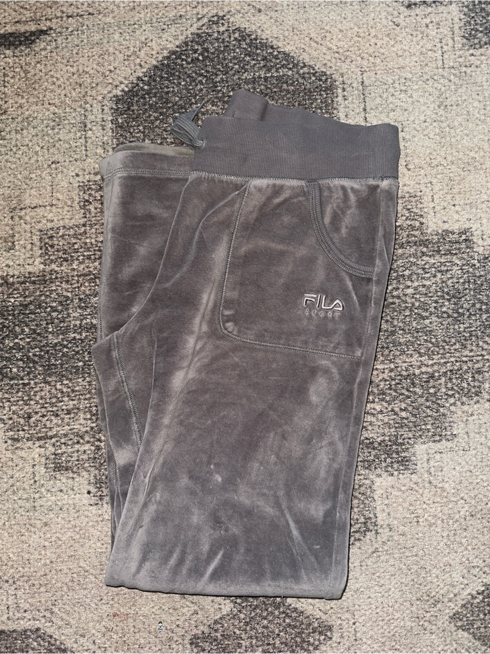 Fila Gray Velour Joggers with Logo